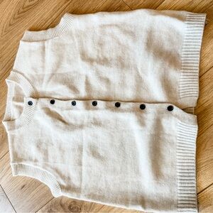 Cream Button-Up Sleeveless Sweater Vest